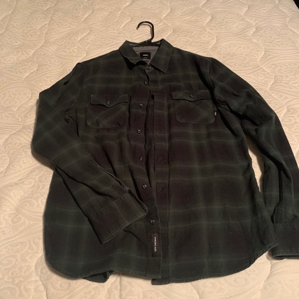 Vans Green/Black Button Down Shirt